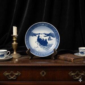 Vintage 1964 Royal Copenhagen "Fetching The Christmas Tree" Collectible Plate